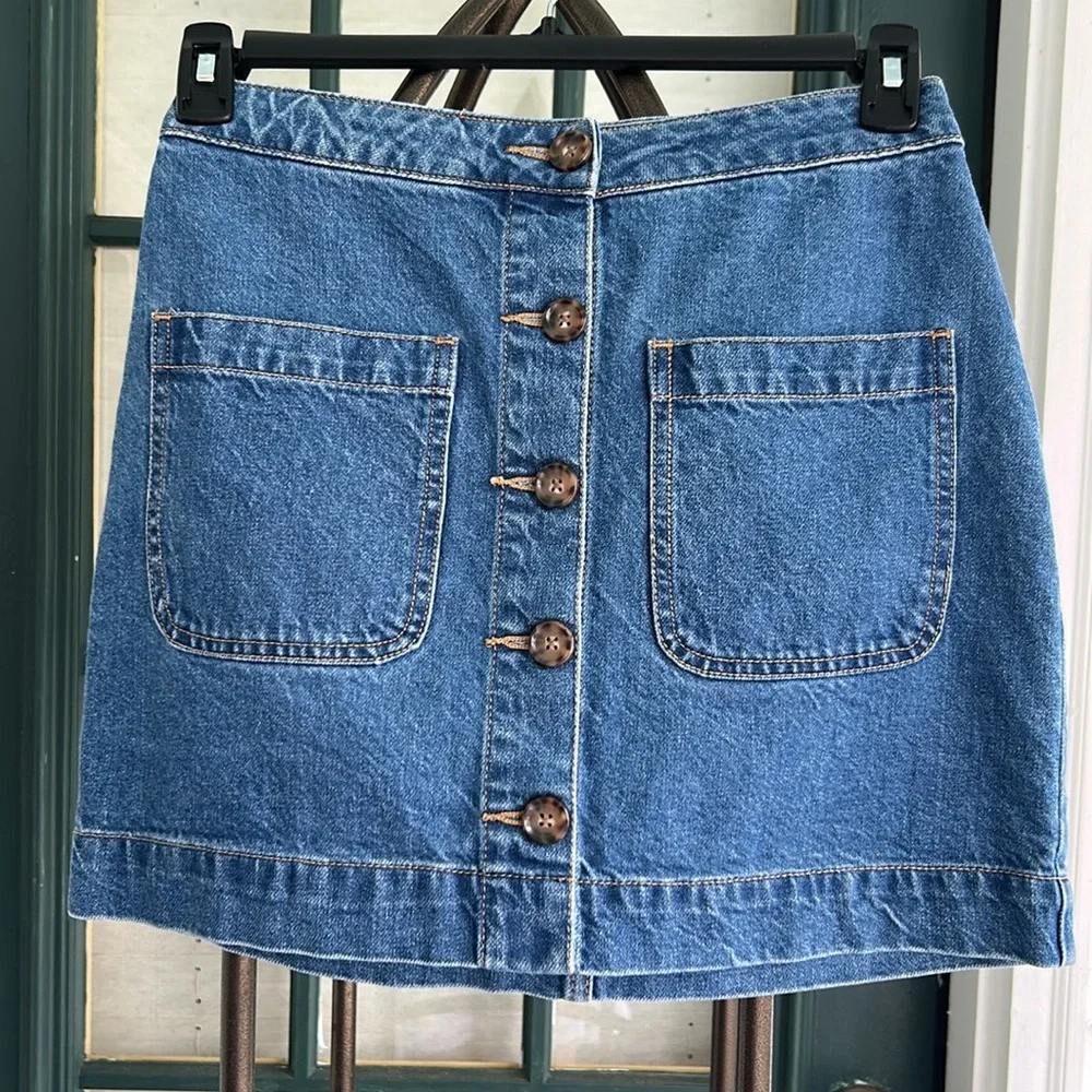 We The Free Super High Rise Button-Down Mini Skirt Size Small 25